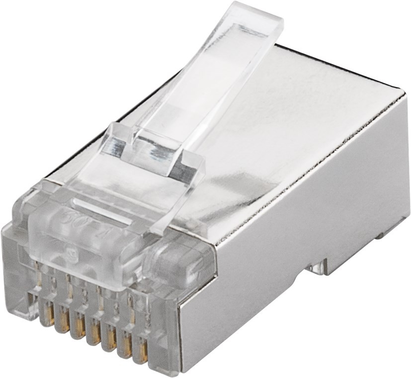 93829  Conector modular Cat 6 RJ45 Macho STP Apantallado SIN GUIA  (precio 1 Conector, Minima compra 10 Conectores)