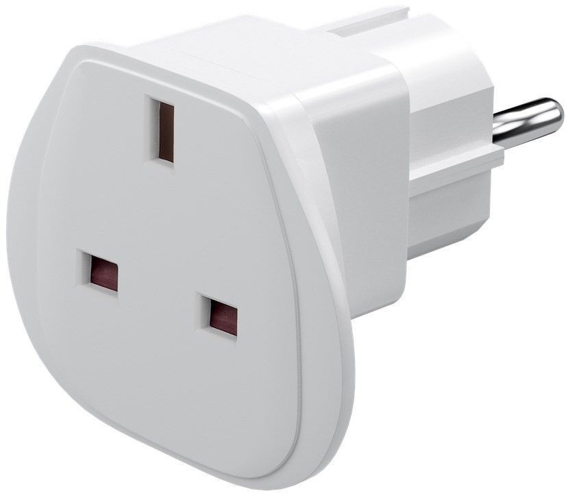 94270  Adaptador de viaje España Macho CEE 7/7  a UK  Hembra 5-15 Blanco