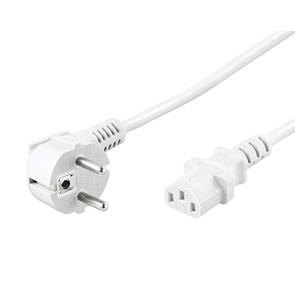 95141  Cable Alimentacion CEE-7/7 90º SCHUKO a C13 3m Blanco