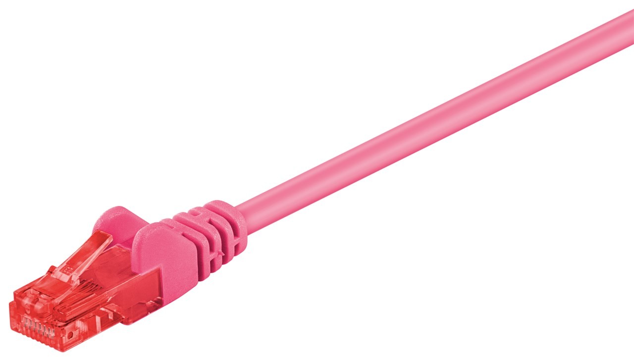 95261  CAT 6 patch cable, U/UTP, magenta, 1 m - CCA material