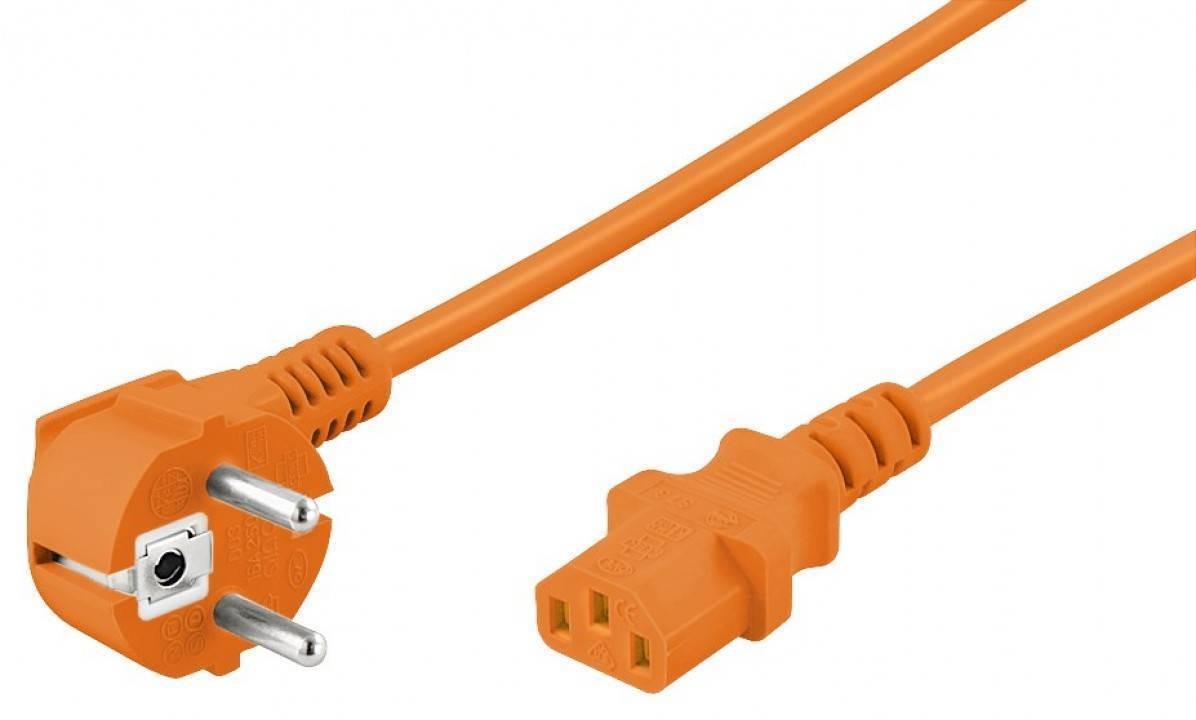 95288  Cable Alimentacion CEE-7/7 90º SCHUKO a C13 2,00m Naranja