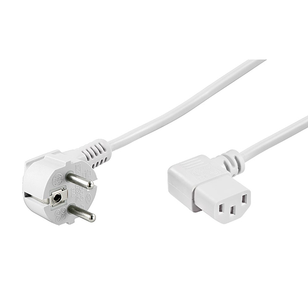 95424  Cable Alimentacion CEE-7/7 90º SCHUKO a C13 90º 2m Blanco