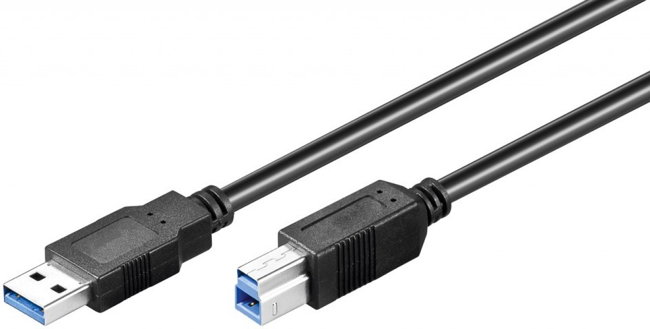 95722  Cable USB 3.0 (AM/BM) 0.5m Negro Doble Malla Bulk
