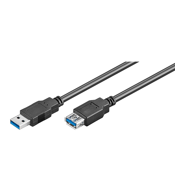 95726  Cable alargador USB 3.0 de 5 m tipo A Macho a Hembra Negro Triple Malla