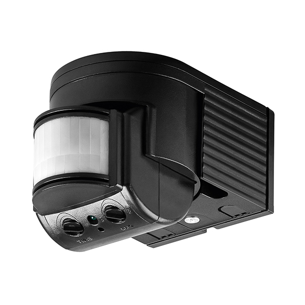 96001  Detector de movimiento por infrarrojos
 montaje superficie, detección 180°, alcance de 12 m, exteriores IP44 apto LED Negro