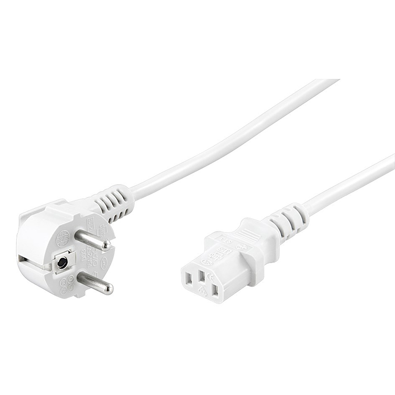 96030  Cable Alimentacion CEE-7/7 90º SCHUKO a C13 1,50m Blanco