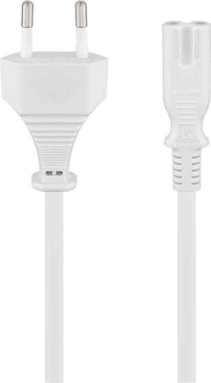 96035  Cable Alimentacion CEE-7/16 a C7 1,80m Blanco (tipo 8)