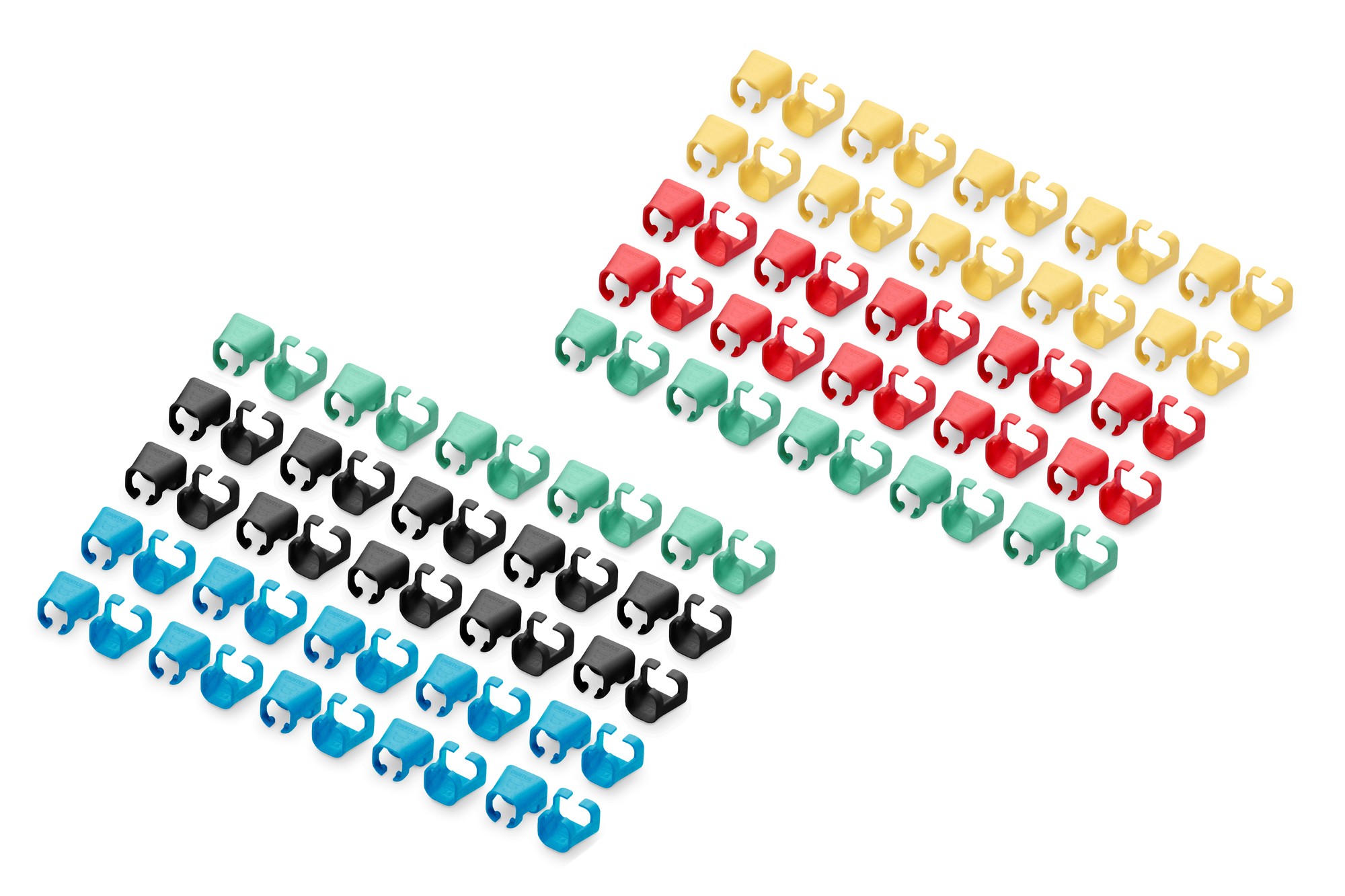 A-CC-M  Clips de colores para cables RJ45 Color mixtos (20 de cada color: rojo, verde, azul, amarillo y negro)  DIGITUS