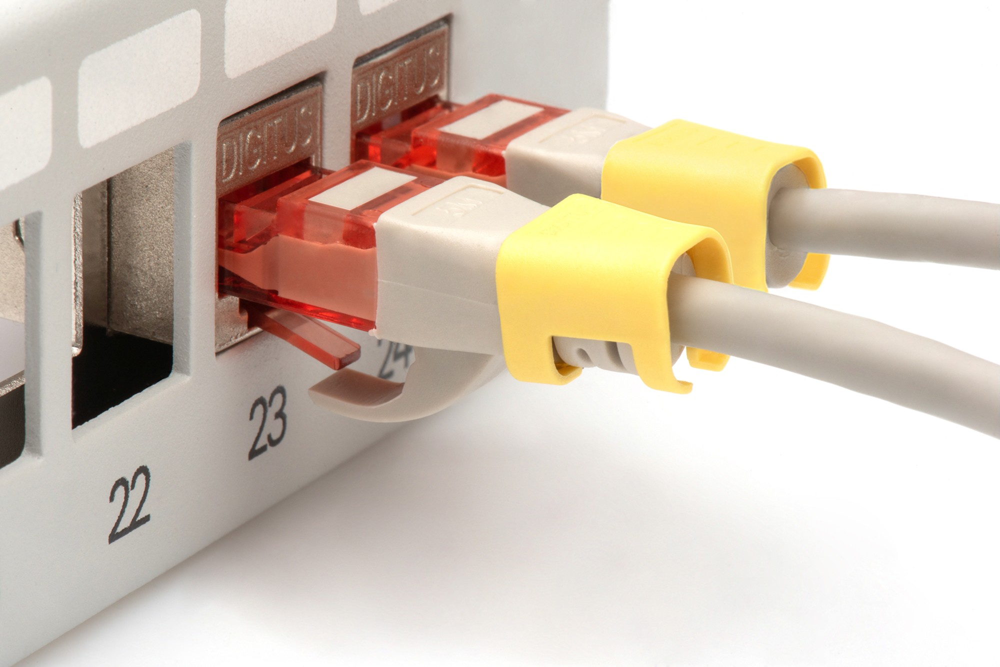 A-CC-Y  Clips de colores para cables RJ45 Color Amarillo, paquete de 100 unidades DIGITUS