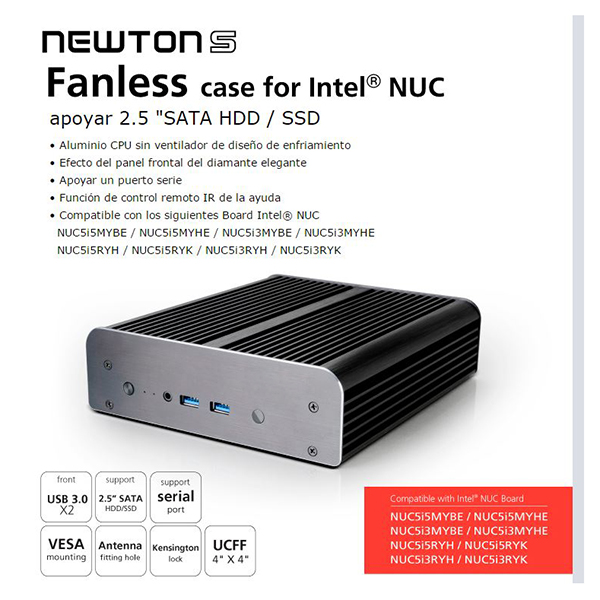 A-NUC15-M1B  Caja NUC Newton S, sin ventilador , sin logo AKASA