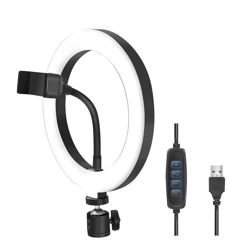 AA0151  Anillo de luz LED (diámetro de 20 cm) con Soporte para Smartphone, 3 Modos de Color (Natural, cálido, frío) y 72 LED para vídeos