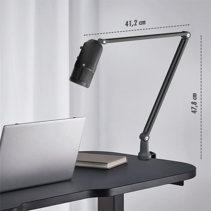 AA0184  Brazo para micr&oacute;fono, longitud del brazo hasta 840 mm, m&aacute;x. 1,5 kg, montaje con abrazadera/tornillo, aluminio.