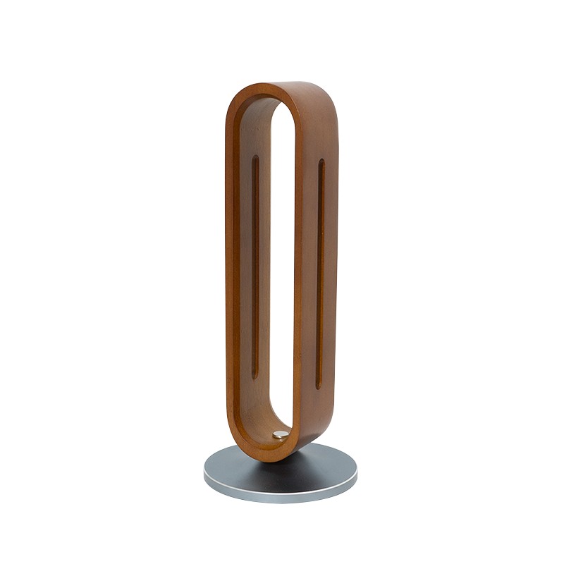 AA0193  Soporte de madera de bambú para auriculares, base de aluminio, hasta 5 kg, supraaurales, marrón/plateado