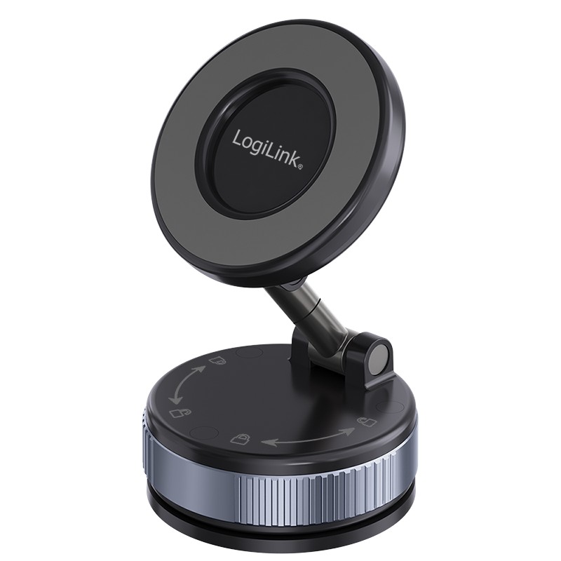 AA0198  Soporte magn&eacute;tico para smartphones, 16 N con funda MagSafe, 360&deg;, cierre giratorio, negro.