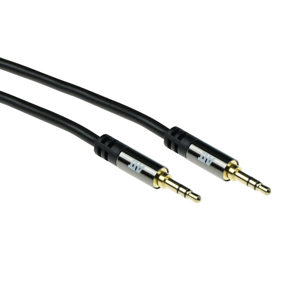 AC3614  Cable de 15,00 metros Audio Stereo MiniJack 3.5 Macho/Macho Negro Conector Aluminio ACT Bolsa Retail