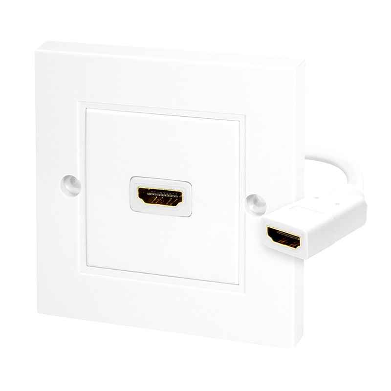 AH0014  Placa 80x80  HDMI 1 x HDMI H-H 4K/30 Hz (3840x2160) con Cable Blanco Logilink