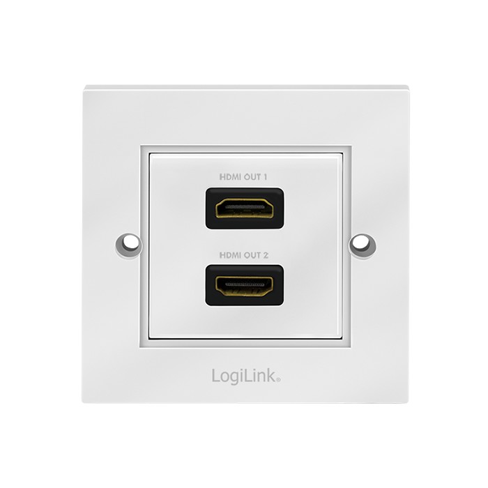 AH0018  Placa 80x80  HDMI 2 x HDMI H-H con Adaptador Blanco Logilink