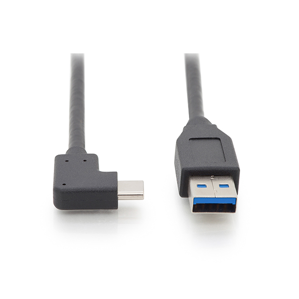 AK-300147-010-S  Cable de  1,0m USB 3.1 Gen2 10 Gbps  PD15W USB C Macho 90º a USB-A Macho Negro Digitus