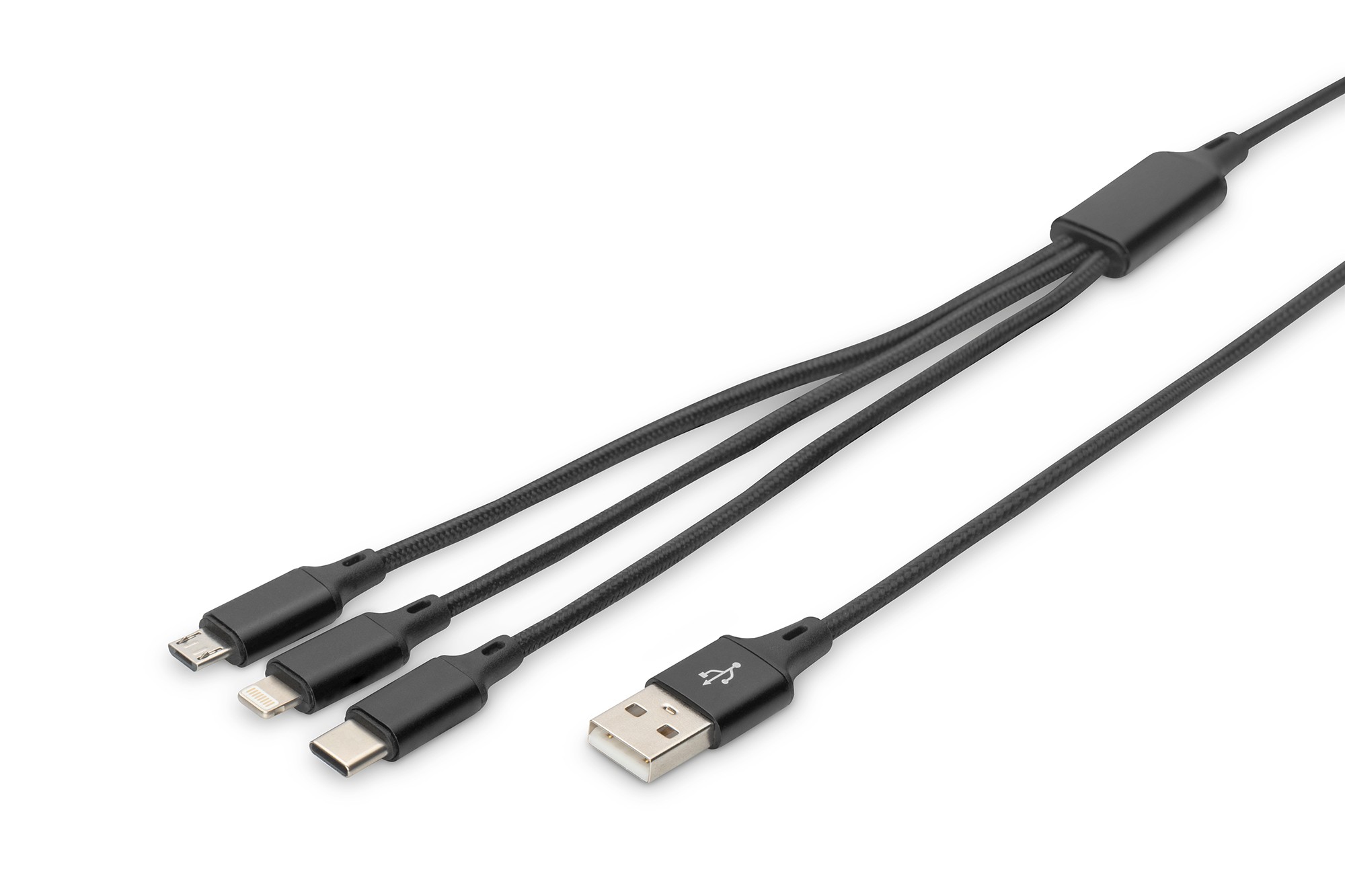 AK-300160-010-S  Cable de carga 3 en 1, USB A - Lightning + Micro USB + USB-C