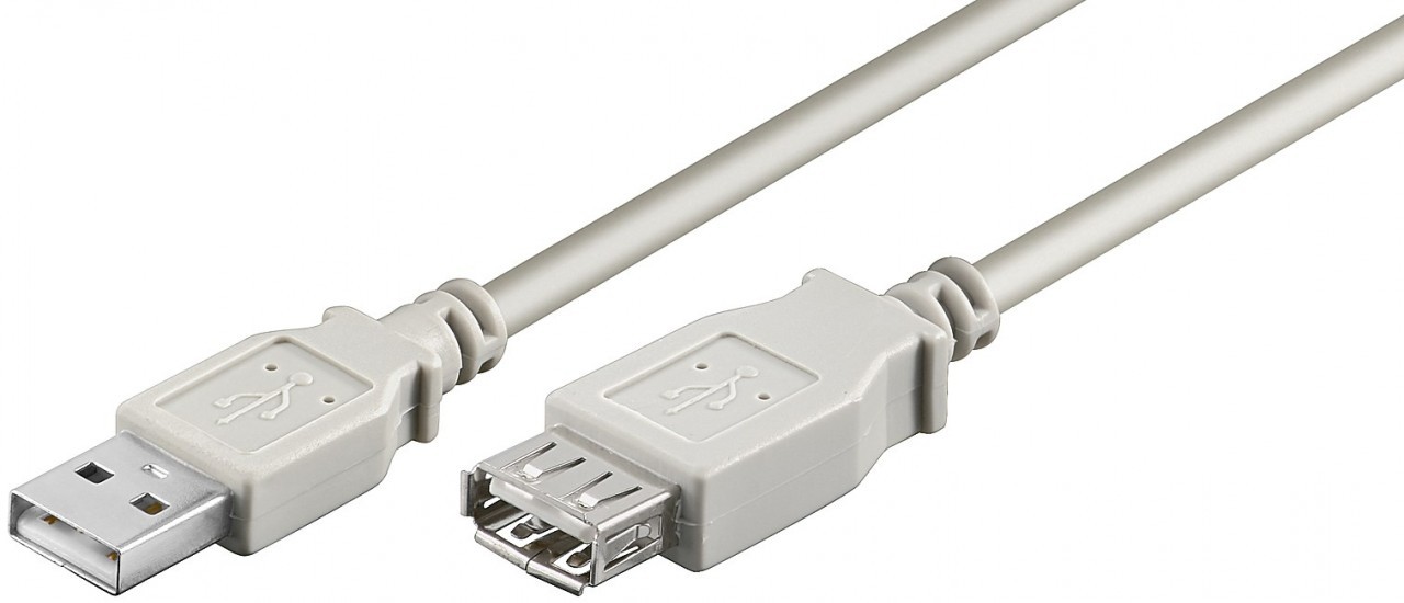 AK-300202-018-E  Cable alargador USB 2.0 de  1.80 m tipo A Macho a Hembra Beige Doble Malla