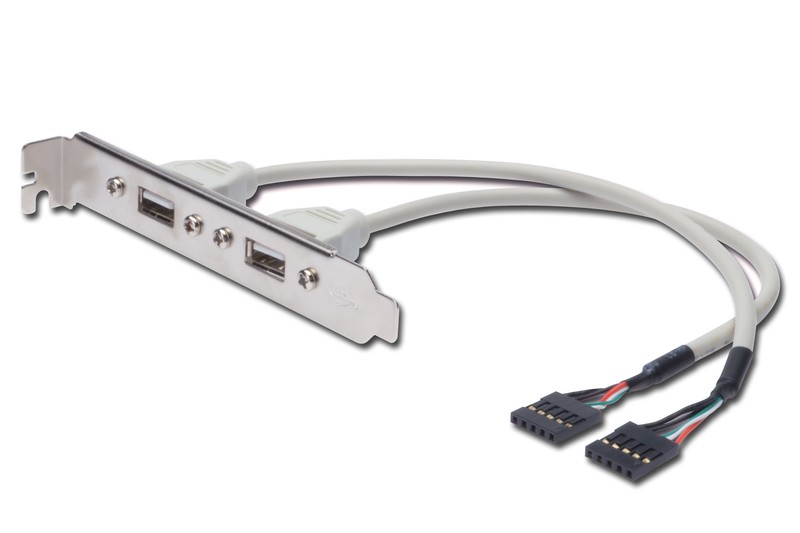 AK-300301-002-E  Cable Slot USB 2.0 Bracket, 2x type A-2x5pin IDC, H/H