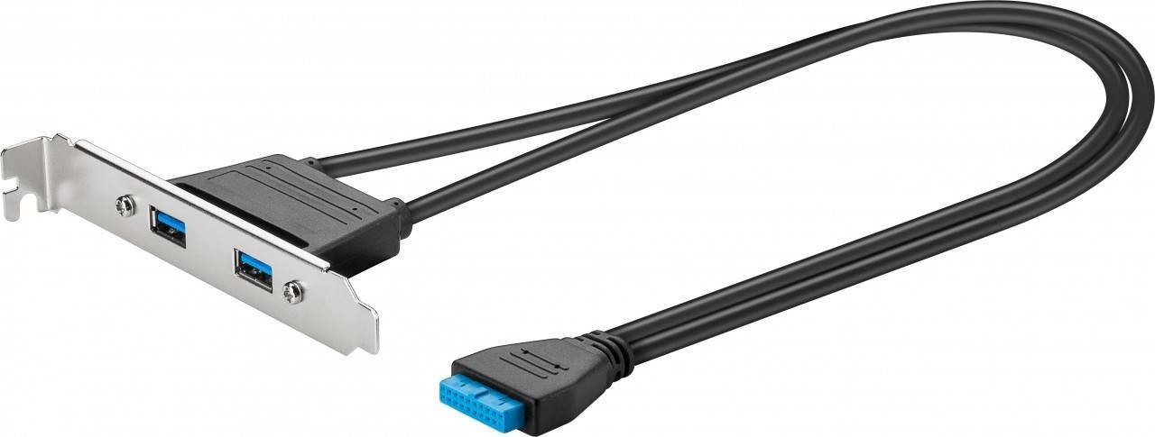 AK-300306-002-S  USB 3.0 Slot Bracket cable, 2x type A-2x10pin IDC H/H,0.25c*