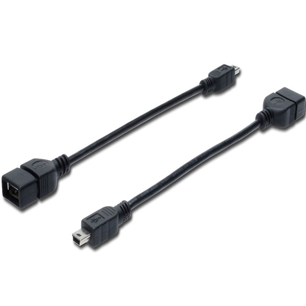 AK-300310-002-S  Cable USB 2.0 USB tipo AH a miniUSB BM 5-pin 0.20m OTG