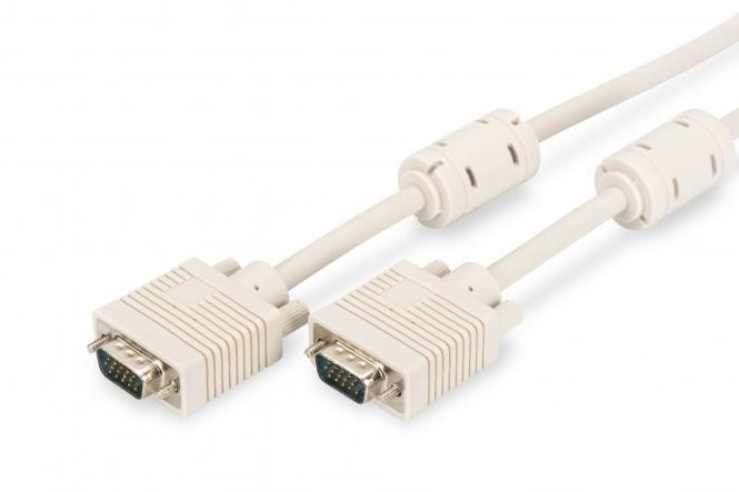 AK-310103-018-E  Cable VGA Macho-Macho  1,80 metros 3C+7 Beige con  ferritas