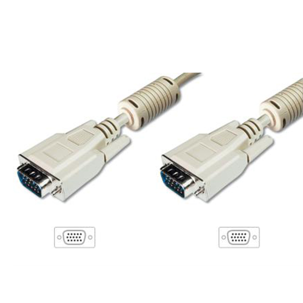 AK-310103-100-E  Cable VGA Macho-Macho 10 metros 3C+7 Beige con  ferritas