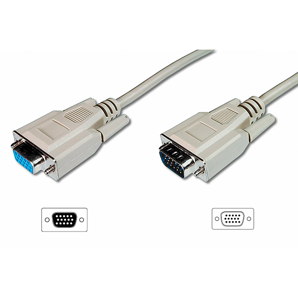 AK-310200-018-E  Cable VGA Macho-Hembra  1.80 metros 3C+4 Beige **