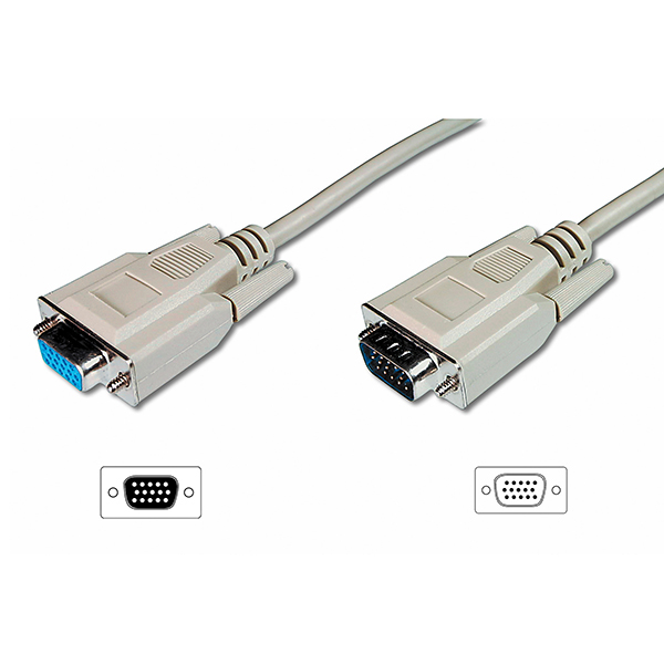 AK-310200-050-E  Cable VGA Macho-Hembra  5 metros 3C+4 BEIGE ** Ultimas Unidades ****