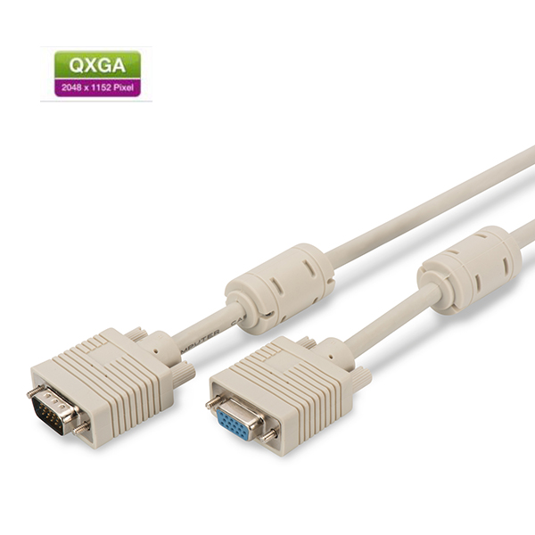 AK-310203-018-E  Cable VGA Macho-Hembra  1.80 metros 3C+7 Beige con ferritas