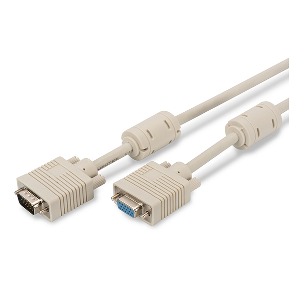 AK-310203-050-E  Cable VGA Macho-Hembra  5 metros 3C+7 BEIGE con ferritas