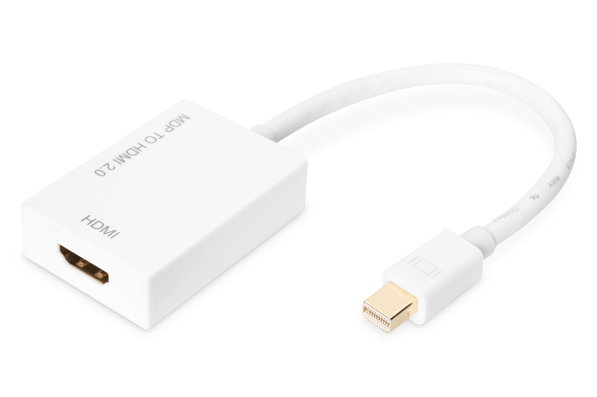 AK-340416-002-W  Adaptador MiniDP-Macho 1.2 A HDMI 2.0 Hembra 20Cm 4K ACTIVO DIGITUS
