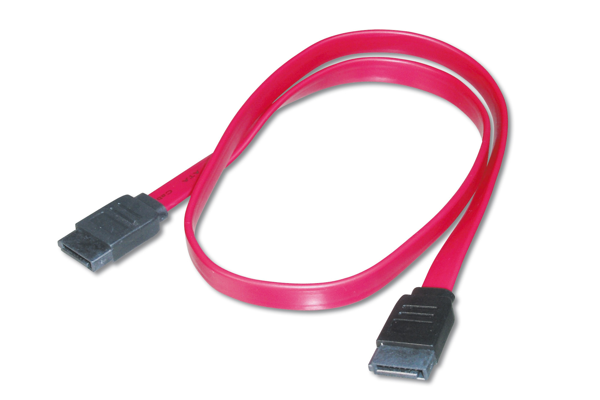 AK-400100-005-R  Cable de conexi&oacute;n SATA, tipo L Bu/Bu, 0,5 m, recto, SATA II/III, rojo