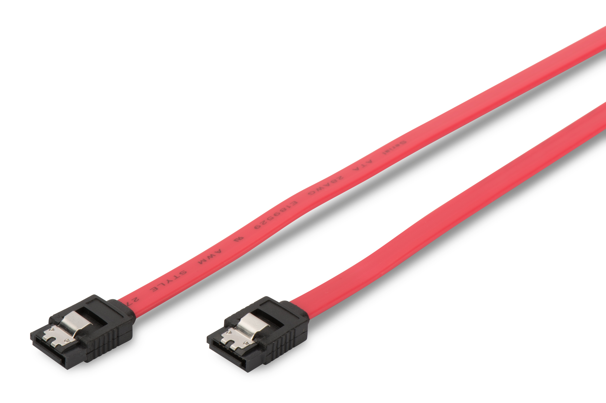 AK-400102-003-R  Cable de conexi&oacute;n SATA, tipo L, con bloqueo Bu/Bu, 0,3 m, recto, SATA II/III, rojo