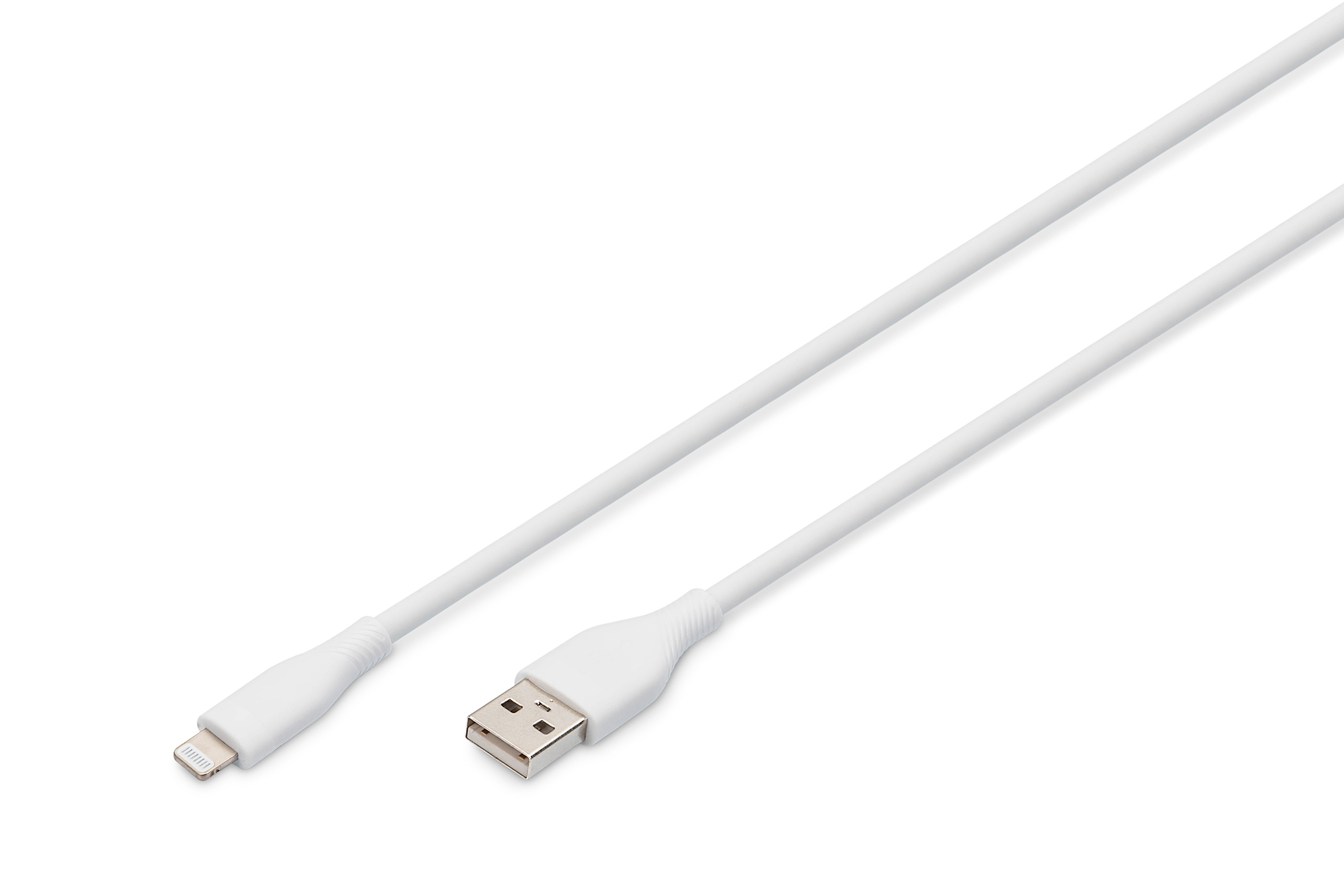 AK-600108-020-W  Cable de carga USB de silicona, USB-A - Lightning 2m, USB 2.0,12W, blanco **Ultimas unidades****
