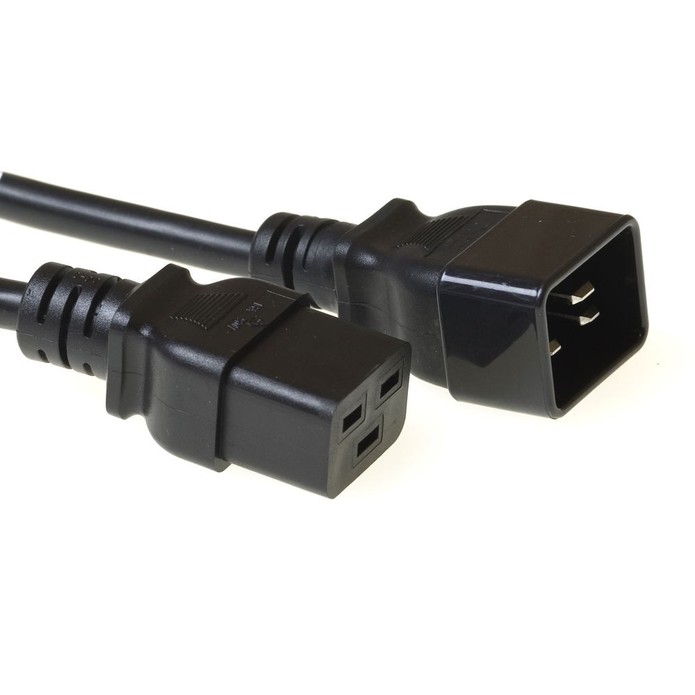 AK5023  Cable Extension C19 a C20 2,00 m Negro 230V / 16A