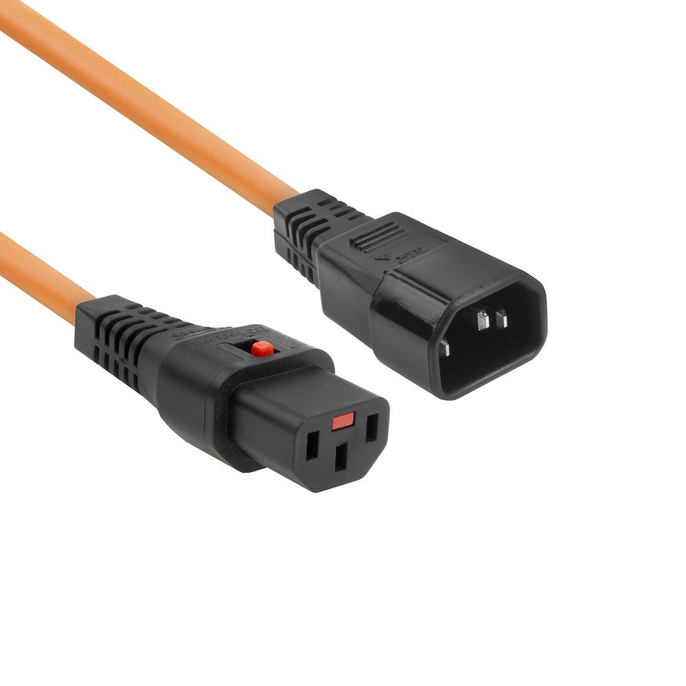 AK5038  Cable Extension C13 a C14  3 m Naranja   C13 IEC Lock PC942