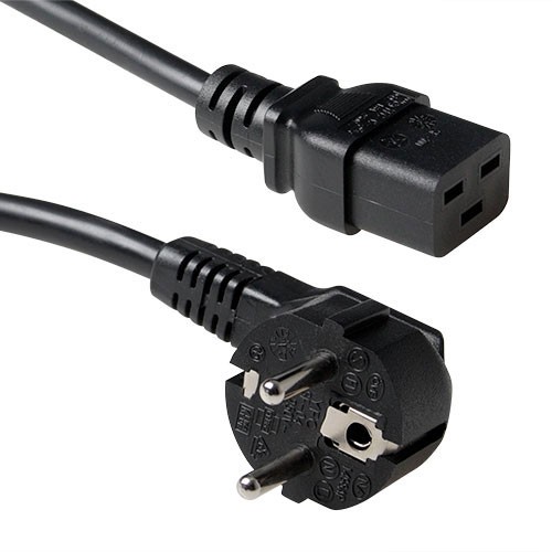 AK5186  Cable Alimentacion CEE-7/7 90º SCHUKO a C19 3,00m Negro