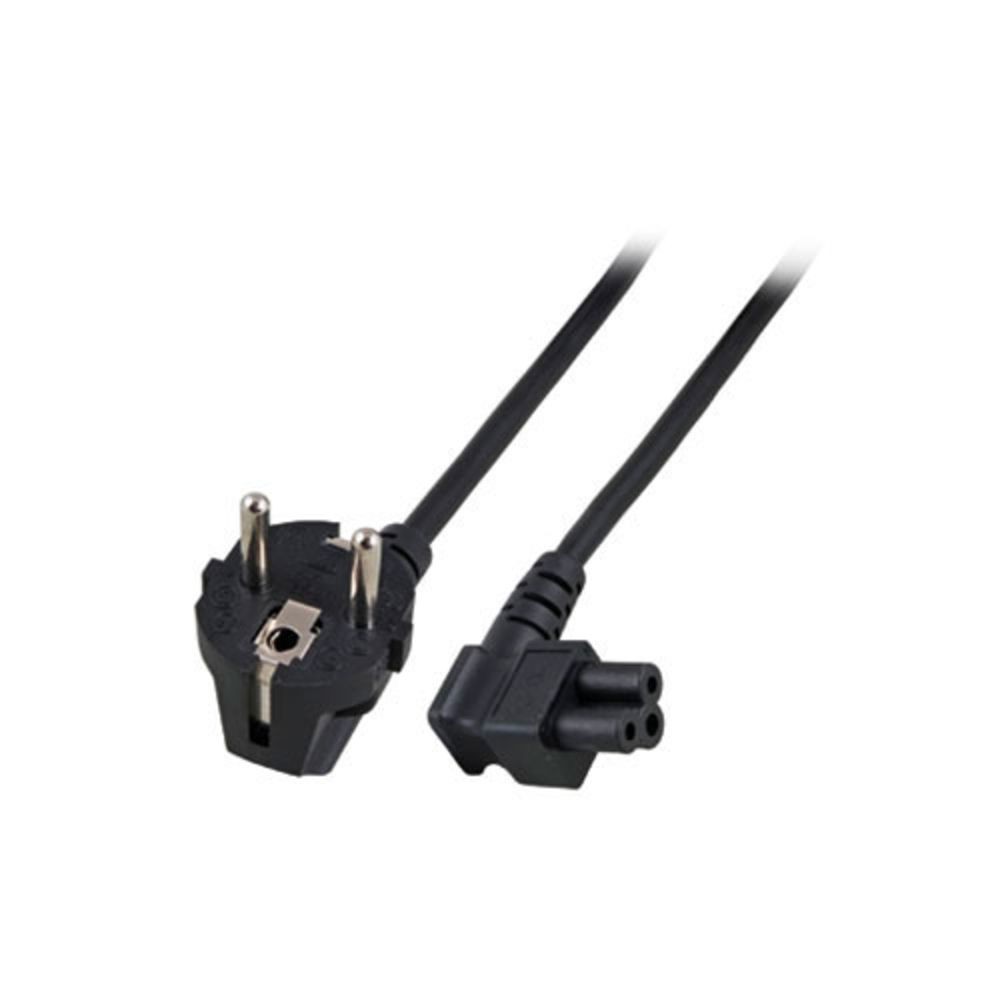 AK5409  Cable Alimentacion CEE-7/7  SCHUKO 90ª a C5 90º Trebol 1,00 metro Negro