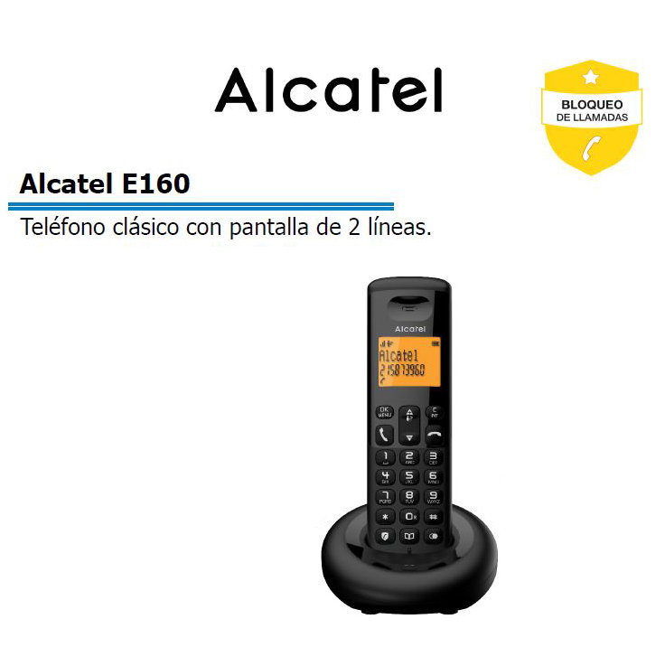 ATL1426687  Alcatel E160  EWE Negro Teléfono clásico con pantalla de 2 líneas