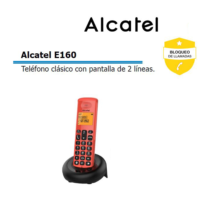ATL1426717  Alcatel E160  EWE Rojo Teléfono clásico con pantalla de 2 líneas
