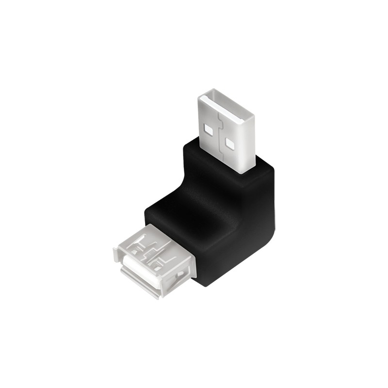 AU0025  Logilink USB 2.0 adapter, USB-A/M to USB-A/F, 90° angled, black