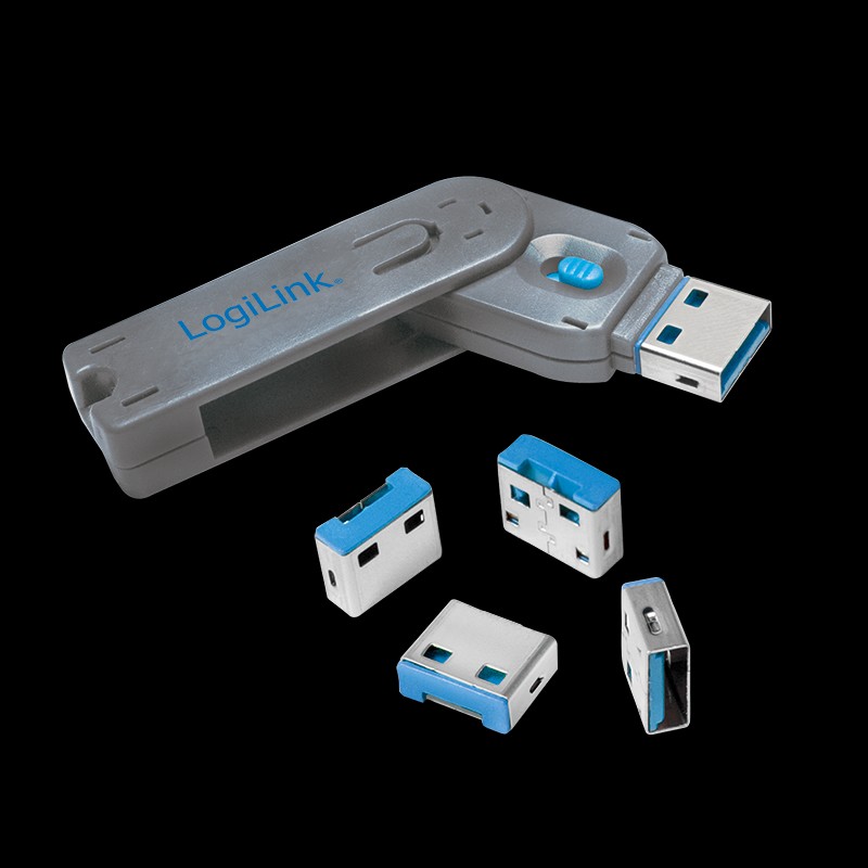 AU0043  Bloqueador de Puertos USB-A  ( 1 Llave y 4 cerraduras USB)