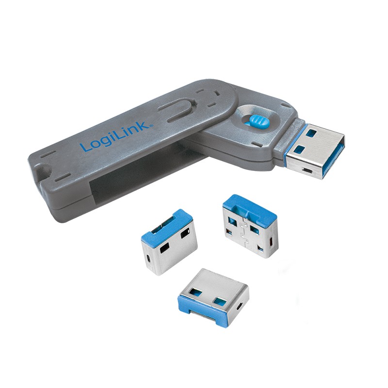 AU0043  Bloqueador de Puertos USB-A  ( 1 Llave y 4 cerraduras USB)
