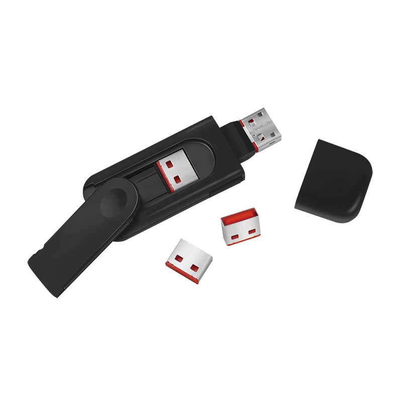 AU0054  Bloqueador de puerto USB-A (1x llave y 4x cerraduras) (Rojo)