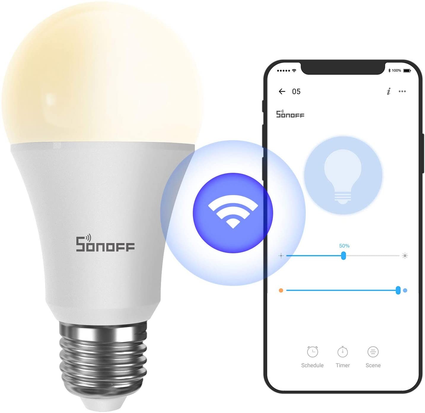 B02-B-A60  Sonoff Bombilla LED inteligente Wi-Fi (E27) Wi-Fi 806 lm 9 W