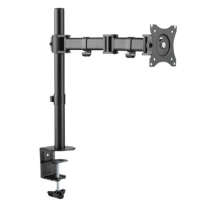 BP0021  Soporte 1 monitor 13"-27", 8Kg S. Abrazadera,Brazo 428mm Acero, Negro,90º inclinacion, 180° giro,360º rotacion