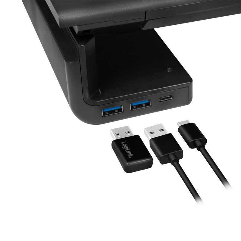BP0141  Soporte ergon&oacute;mico de sobremesa para monitor, de variable longitud de 420 a 520 mm Logilink, con 2 x USB 3.0 + 1 x USB-C,